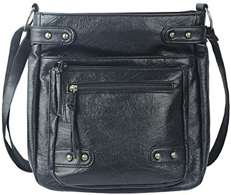 Soft Washed PU Leather Crossbody Purse Multi Pocket Vertical Bag Shoulder Satchel for Women