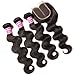 B&F Hair 3 Bundles Brazilian Virgin Hair Body Wave with 1 Piece 4 * 4 Middle Part Lace Closure 100% Unprocessed Human Hair Weave Extensions Nature Color (12 14 16 +10closure)