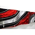 Statements2000 Modern Red, Black and Silver Vibrant Metal Wall Wave Accent - Abstract Contemporary Hand-painted Home Office Decor Sculpture - Critical Mass Wave by Jon Allen - 46" x 10"