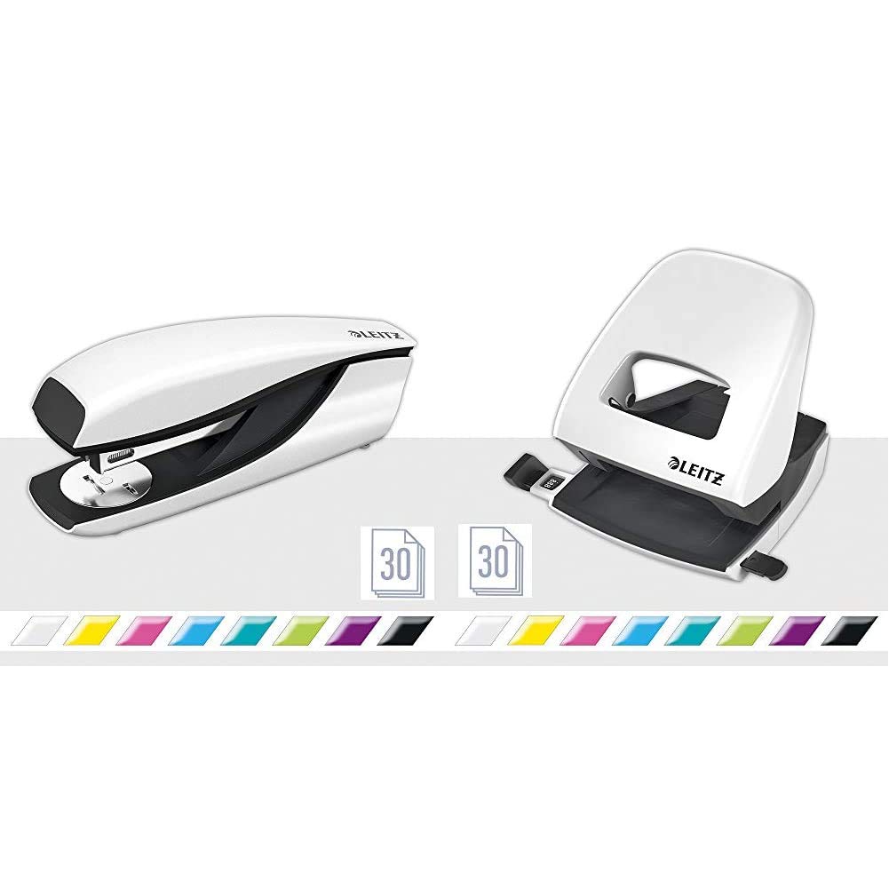 Leitz Stapler NeXXt Wow 30sh White with Hole Punch NeXXt Wow 30sh White Bundle