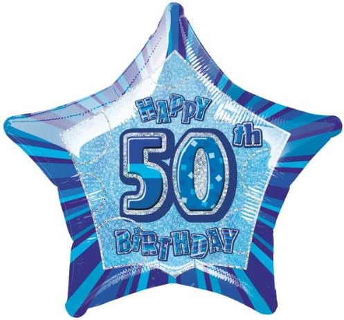 Happy 50th Birthday Blue Foil Balloon
