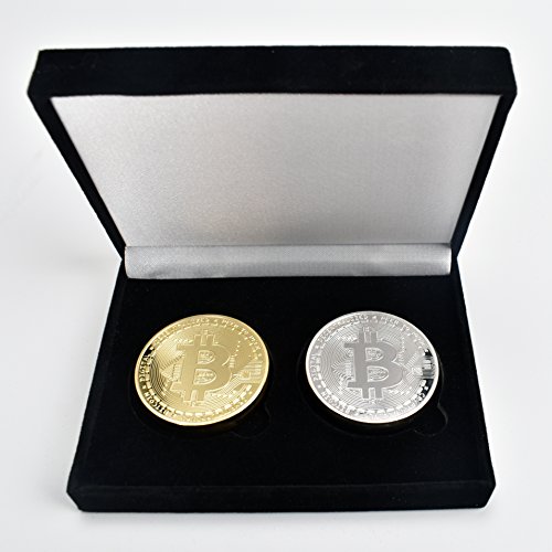 2pcs gold & silver plated bitcoins set w/ unique bi…