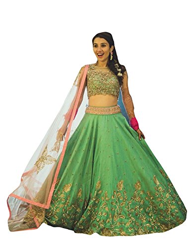 febforrest women's green banglory workwear lahenga choli [sl 26(ff_a705)]