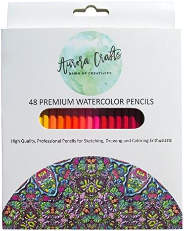 AURORA CRAFTS 48 Premium Watercolor Pencils for Professionals, Artists &amp; Coloring for Adults - Secret Garden, Animal Kingdom, Mandala Design &amp; Manga Artwork. Helps Lower Stress to Relax. Perfect Gift