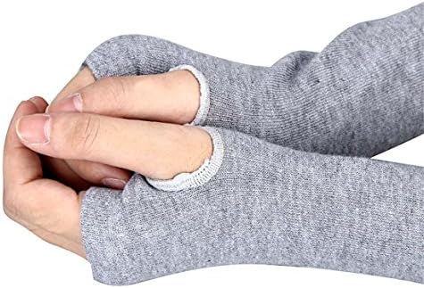 HN Winter Wrist Arm Hand Warmer Knitted Long Fingerless Gloves Mitten (Gray)