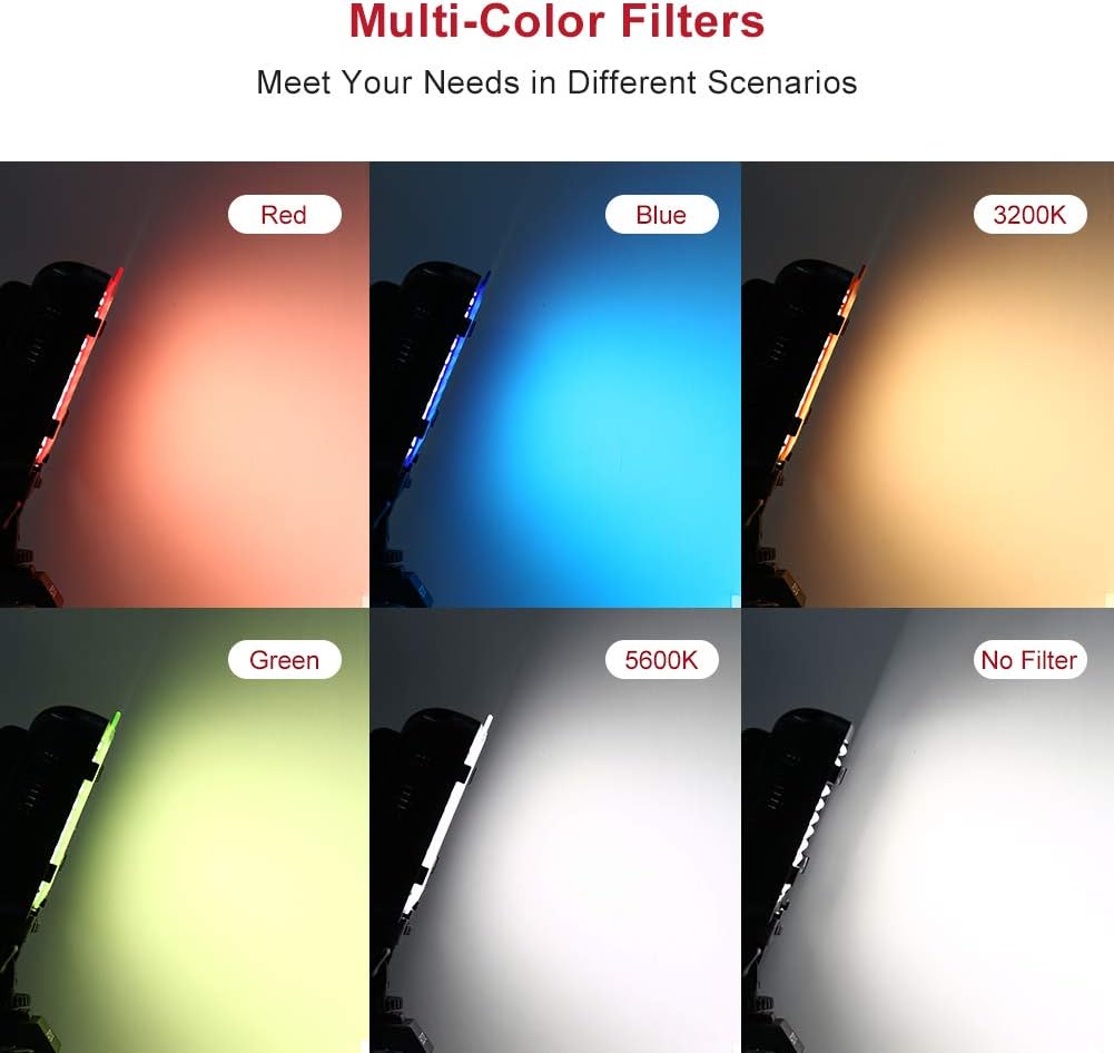 ESDDI LED Video Light, 176 LED Ultra Bright Dimmable CRI 95+ Camera Light with Battery Set and 5 Color Filters for DSLR Cameras Camcorder : Camera & Photo