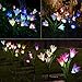 Outdoor Solar Garden Stake Lights - 3 Pack Eastred Solar Flower Lights with 12 Lily Flower, Multi-Color Changing LED Solar Decorative Lights for Garden, Patio, Backyard (Bule,Purple and White)