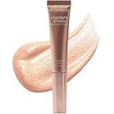 MCoBeauty Highlight &amp; Glow Beauty Wand Liquid Highlighter - Champagne | Cushion Applicator Wand, Pearlescent Buildable Glow, Blush Tinted, Vegan &amp; Cruelty Free