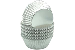 Huaswan Elegant Silver Foil Cupcake Liners Standard Baking Cups for Wedding, Party and More, 120-Count