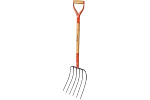 A.M. Leonard Forged 6 Tine Manure Fork, Bedding Fork, 30 Inch D Grip Ash Handle