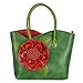 VANILLACHOCOLATE Women 3D Flower Seris PU Leather Tote Bag (Large, Green)