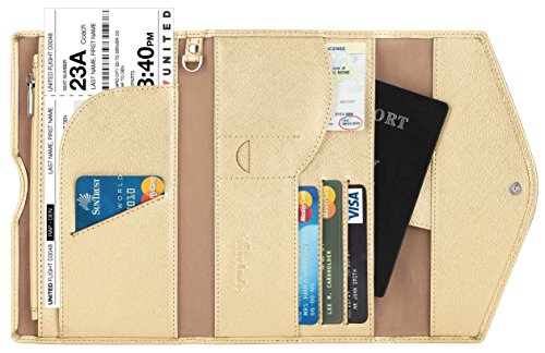 Travelambo Rfid Blocking Passport Holder Wallet & Travel Wallet Envelope 7 Colors (shiny gold)