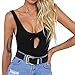 MOLFROA Women's Sexy Low Cut Chest Knot Backless Rib Bottoming Vest Bodysuit Rompers (Black,S)