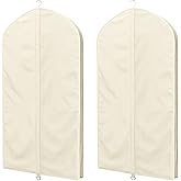 Univivi Premium Breathable Oxford Dress Cover Garment Bag, 43 inch Garment Bag for Hanging Clothes, Garment Covers for Closet Clothes Storage, Dress Bag for Dress, Jacket,Suits, Coats - Beige,2 Pack