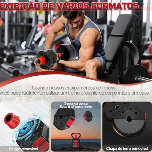 Halteres, 10KG Kit Halteres com Kettlebell, 6 em 1 Alteres para Musculação, Halter, Pesos para Exercícios em Casa, Kit Alteres para Musculação, Regulavel peso Academia Dumbbell