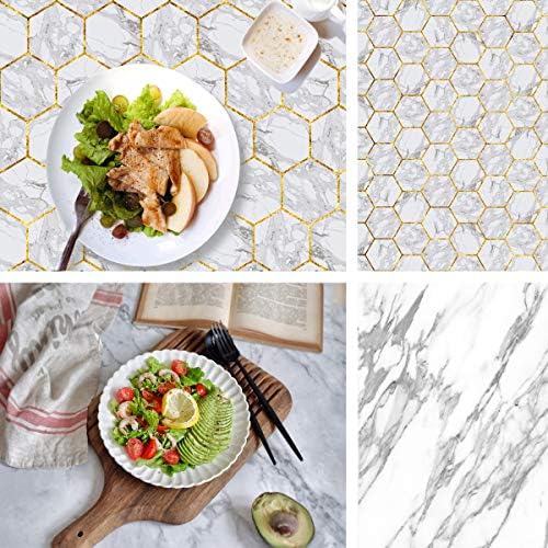 FiVan 33"x22" Double Sided Marble Patterns Waterproof Paper Background for Food Cake Jewelry Luxury Cosmetics Fruits Tabletop Photography Pictures FUS-DP-218