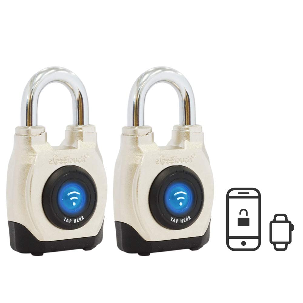 eGeeTouch 4th GEN. Outdoor Smart Padlock, Weatherproof, Rugged Design for Commercial use, Bluetooth and NFC (Short Shackle)