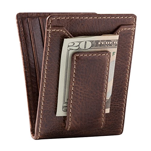 HOJ Co. IVAR ID BIFOLD Front Pocket Wallet Premium Leather Magnetic Money Clip Wallet