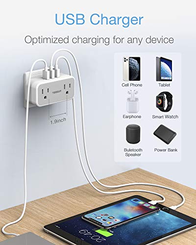 Multi Plug Outlet Extender with USB, TESSAN Double Electrical Outlet Splitter with 3 USB Wall Charger, Mini Multiple… - Image 3