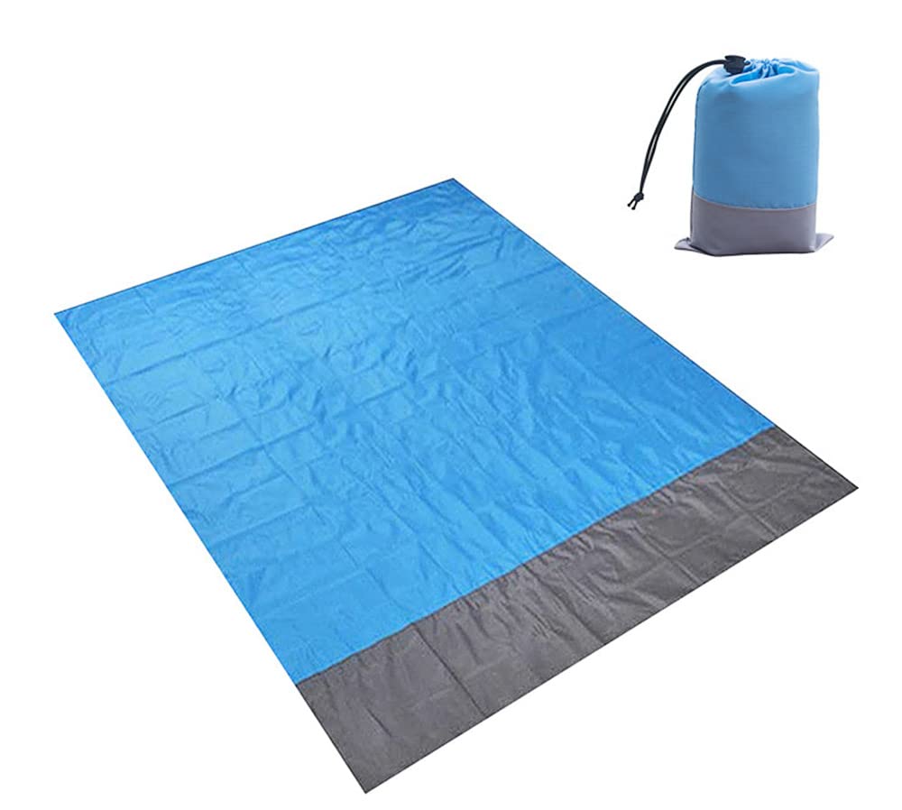 Apanphy® Picnic Blanket, Portable Lightweight Waterproof Sandproof Pocket Beach Blanket - 145cm x 200cm Large Picnic Mat and for Outdoor Travel Camping Hiking Activities (Blue)