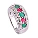 Psiroy 925 Sterling Silver Created Gemstone Filled Half Eternity Band Ring