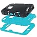 iPhone 4 Case,iPhone 4S Case,Shockproof Heavy Duty Combo Hybrid Defender High Impact Body Rugged Hard PC & Silicone Case Protective Cover For Apple iPhone 4 4S (Black Aqua)