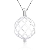 LGSY Sterling Silver Twisted Ball Cage Pendant for Pearl Jewelry Making, DIY Charms for Adorable Gift
