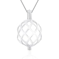 LGSY Sterling Silver Twisted Ball Cage Pendant for Pearl Jewelry Making, DIY Charms for Adorable Gift