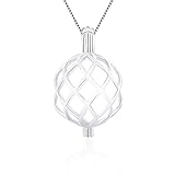 LGSY Sterling Silver Twisted Ball Cage Pendant for