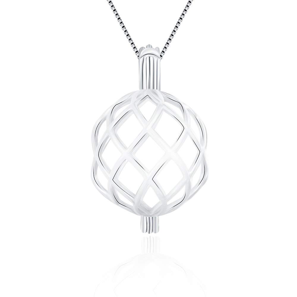 LGSY Sterling Silver Twisted Ball Cage Pendant for