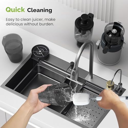 Cold Press Juicer Machine, 5.2" Wide Feed Chute Juice Extractor, 54 oz Large Hopper, Easy to Clean & High Juice Yield, BPA Free, Slow Masticating Juicer for Whole Fruits & Vegetables