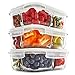 3 Compartment Glass Meal Prep Containers (3, 30) - Food Storage Containers with Vented Lids | Glass Tupperware Set | Leakproof Food Prep Containers | Portion Control Food Containers | Bento Lunch Box