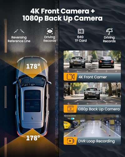 11.5" Wireless CarPlay Screen for Car–Portable A-pple Carplay & Android Auto Touchscreen Car Stereo with App Control, 4K Dash Cam, Backup Camera, GPS, Mirror Link, Voice Control,for All Vehicles