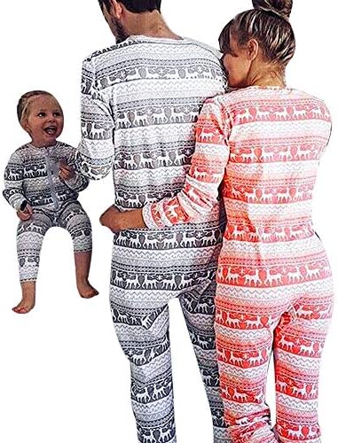Family Christmas Pajamas Matching Set Daddy Zippers Long Sleeve Deer Print Top Family Clothes Long Jumpsuits