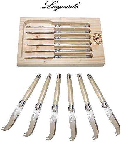 French LAGUIOLE Dubost - Pearl - Set of 6 Cheese Knives - Stainless Steel Lemmet - Direct From France