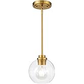 OUVR Globe Pendant Lights Kitchen Island, Farmhouse Gold Pendant Light with Clear Glass Globe Shade, Adjustable Hanging Light