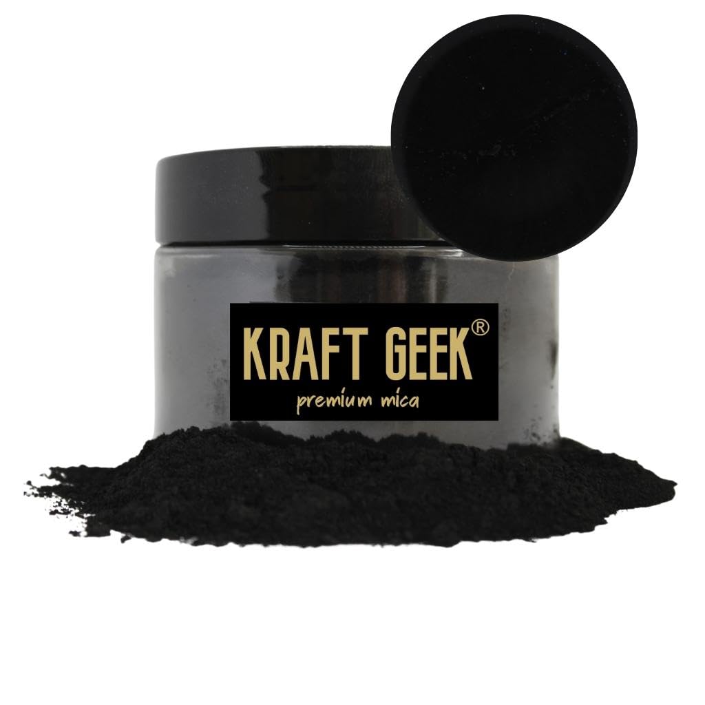 KRAFT GEEK Jet Black Mica Powder, 50g Dye for Epoxy Resin, Soap, Candle, Slime, Bath Bombs, Makeup, Nail, Fabric, Safe & Gentle on Skin