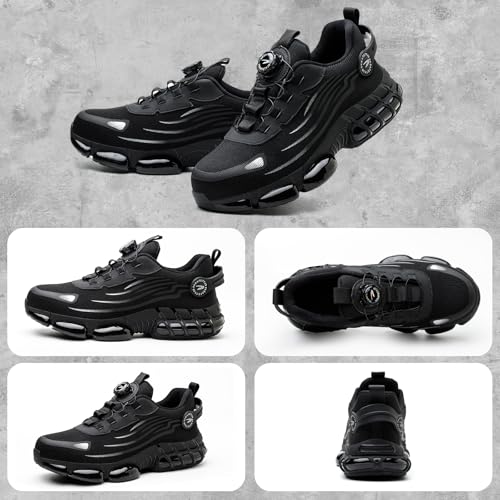GemChve Safety Shoes Men Women Lightweight Breathable Sneakers Non-Slip Safety Shoes with Steel Toe Quick Adjustment of Laces 36-46 EU