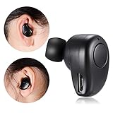 [#1 New Version] PChero Mini Smallest Invisible Wireless Bluetooth Headphone Earbud with Mic for Smartphones, Greater Sound Quality than S530 Earbud - [Black]