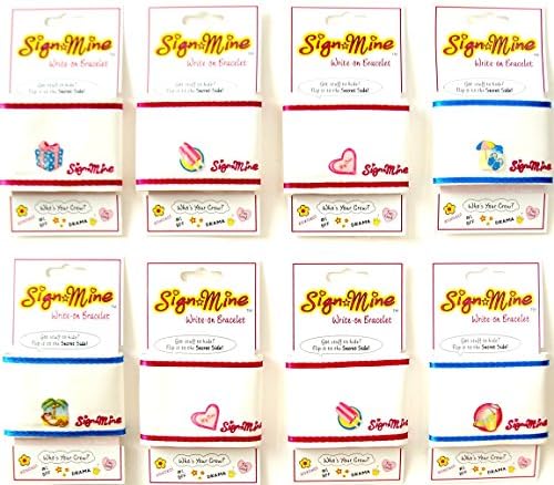 SignMine Party Favors For Girls Write-On Autograph Play Bracelet Best for Birthday Princess Spa Slumber or Tea Party and Any Fun Get Together for Girls (Set of 8)