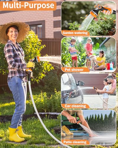 KOSOEUR Retractable Garden Hose Reel, 1/2 in x 65 ft Garden Hose Reel, Automatic Retractable Water Hose Reels Wall Mount with 10 Pattern Nozzle, Slow Rewind System/Any Length Lock/180° Swivel Bracket