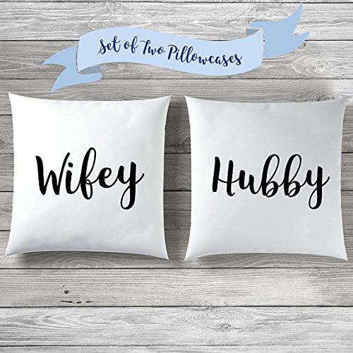 Yohoba Set Two Pillowcases Hubby And Wifey Pillowcase Cushion Cover And Decorative Throw Pillowcase Cover Wedding Gift Housewarming, Home Decor Couple Gift