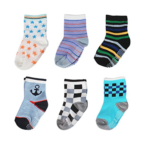 CIEHER 12 Pairs Baby Socks Non-Skid Ankle Cotton Socks with Grip for 9-36 Months Baby Infants, 12 Colors