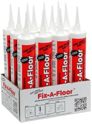 Fix A Floor Extra Strength Floor Tile Adhesive, 12-Pack Vinyl Floor Adhesive for Hollow Tiles Laminate, Creaking Wood & More