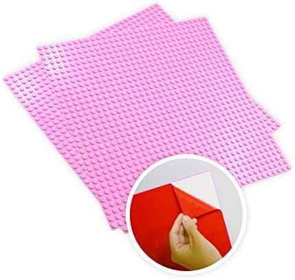 Upgrade Self Adhesive Baseplates - 10" X 10" or 32 X 32 Studs (2 Pack) Peel and Stick Building Blocks Base Plates - Compatible with All Major Brick Sets - by Nicolababe (10" x 10", 2 Pack, Pink)