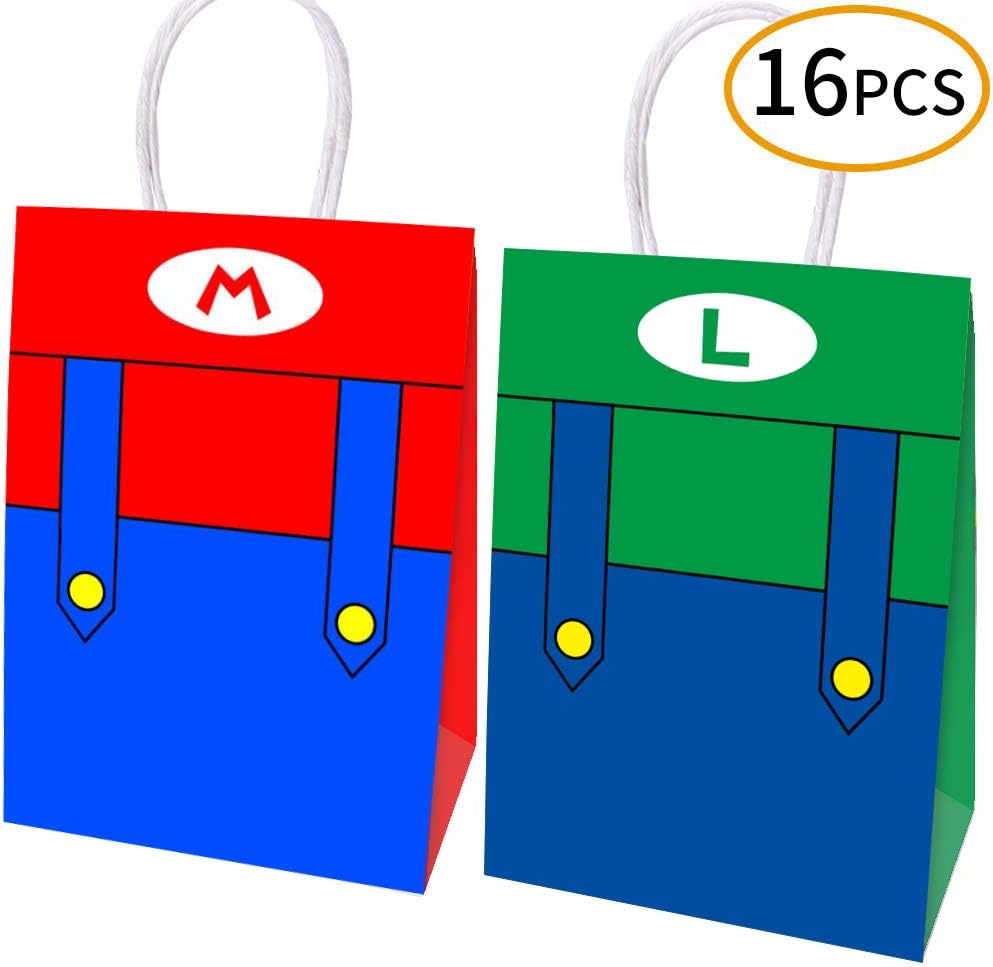 16pcs Super Mario Brothers Party Bags Goody Favor Bags For Kids Adults Birthday Party Super Mario Bros Themed Party Supplies Favors