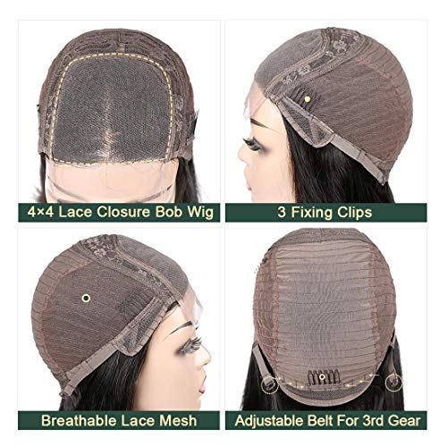 8-Inch-Short-Bob-Wigs-Human-Hair-4X4-Lace-Closure-Bob-Wig-150-Density-Brazilian-Virgin-Human-Hair-Straight-Bob-lace-Front-Wigs-For-Black-Women-Pre-Plucked-with-Baby-Hair-Natural-Color