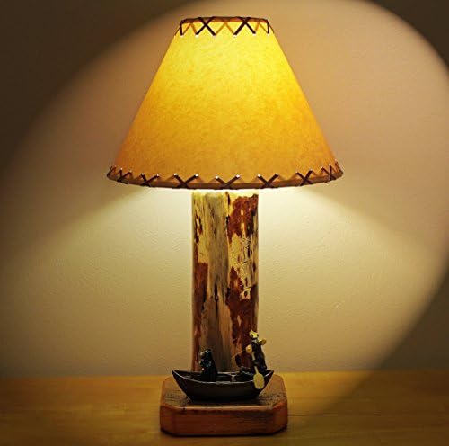 Rustic Lodge/Cabin Style Lamp...A Bear and a Moose Canoeing Down the River Table Lamp with 14" Parchment Shade