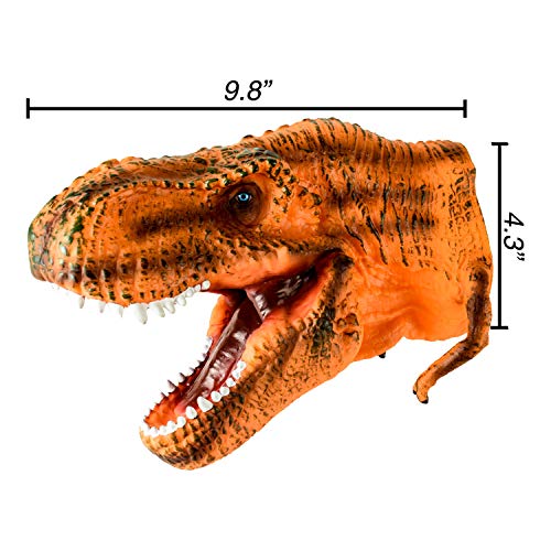 DLseego Dinosaur Hand Puppets Toys Soft Rubber Realistic Spines Dragon Role Play Toy for Kids and Adult-Tyrannosaurus - Thumbnail 4