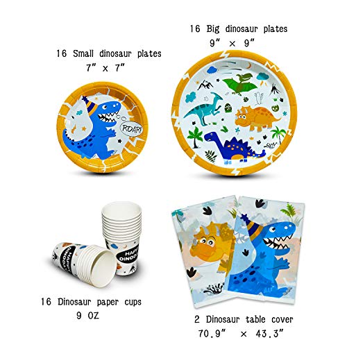 WERNNSAI Dinosaurier Geschirr Set - Partyzubehör für Jungs Kinder Geburtstag Baby Shower EnthältTischdecke Servietten… – Bild 4